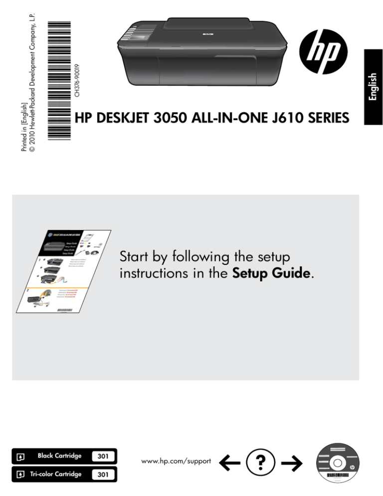 Hp Deskjet 3050 All In One J610 Series Start By Following The