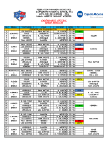 Calendario Oficial - Serie de Regular Juvenil 2016