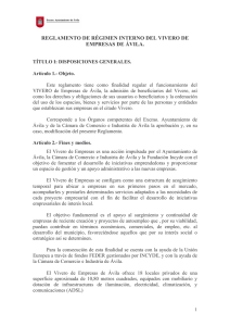 Reglamento Interno del Vivero de Empresas de Ávila