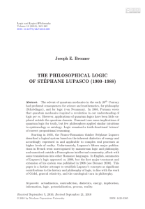 THE PHILOSOPHICAL LOGIC OF STÉPHANE LUPASCO (1900