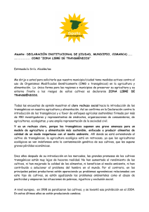 Asunto: DECLARACIÓN INSTITUCIONAL DE (CIUDAD, MUNICIPIO