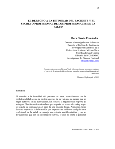 el derecho a la intimidad del paciente y el secreto profesional de los