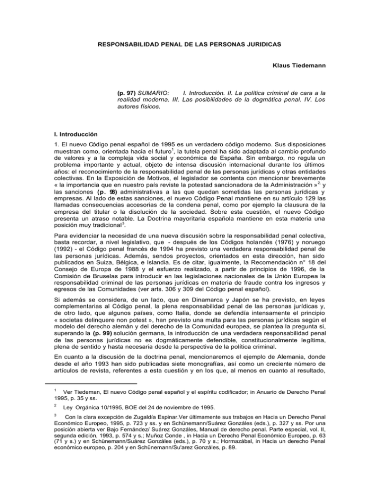RESPONSABILIDAD PENAL DE LAS PERSONAS JURIDICAS