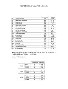 TABLA DE MEDIDAS TALLA 7 (30) PARA DAMA Centímetros