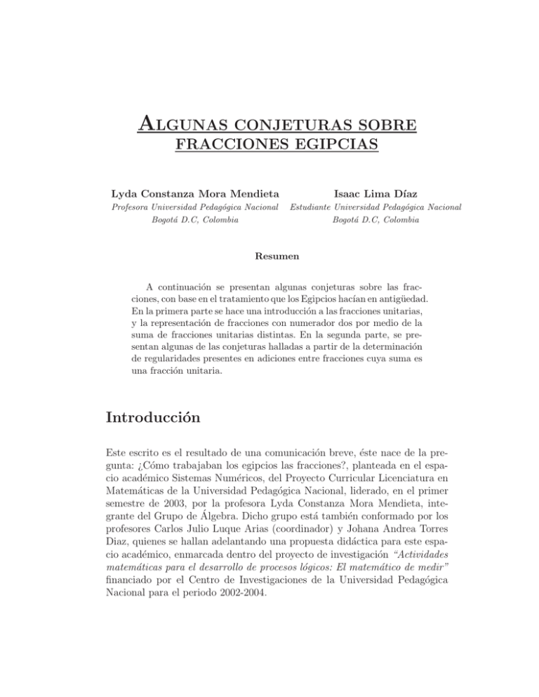 ALGUNAS CONJETURAS SOBRE FRACCIONES