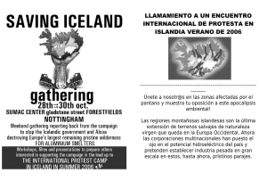 llamamiento a un encuentro internacional de protesta en islandia