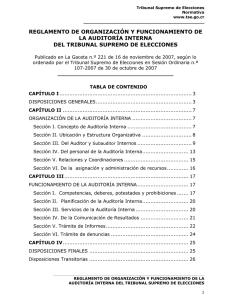 reglamento de organización y funcionamiento de la auditoría interna