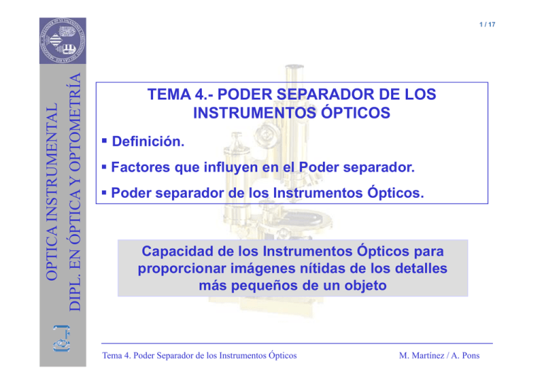 Poder Separador De Los Instrumentos pticos