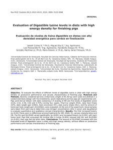 Evaluation of Digestible lysine levels in diets with high energy