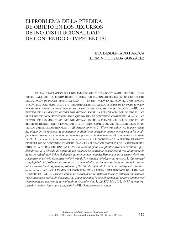 El PROBLEMA DE LA PÉRDIDA DE OBJETO EN LOS RECURSOS