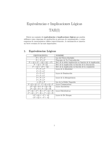 Equivalencias e Implicaciones Lógicas TAII(I)