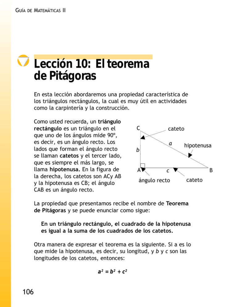 Lección 10: El Teorema De Pitágoras