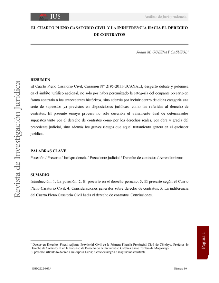 El Cuarto Pleno Casatorio Civil Y La Indiferencia Hacia El