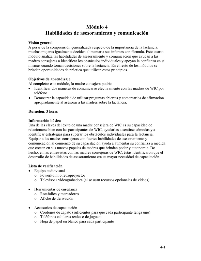 Módulo 4 Habilidades De Asesoramiento Y Comunicación