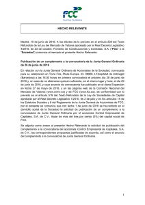 La compañía remite un complemento a la convocatoria de la