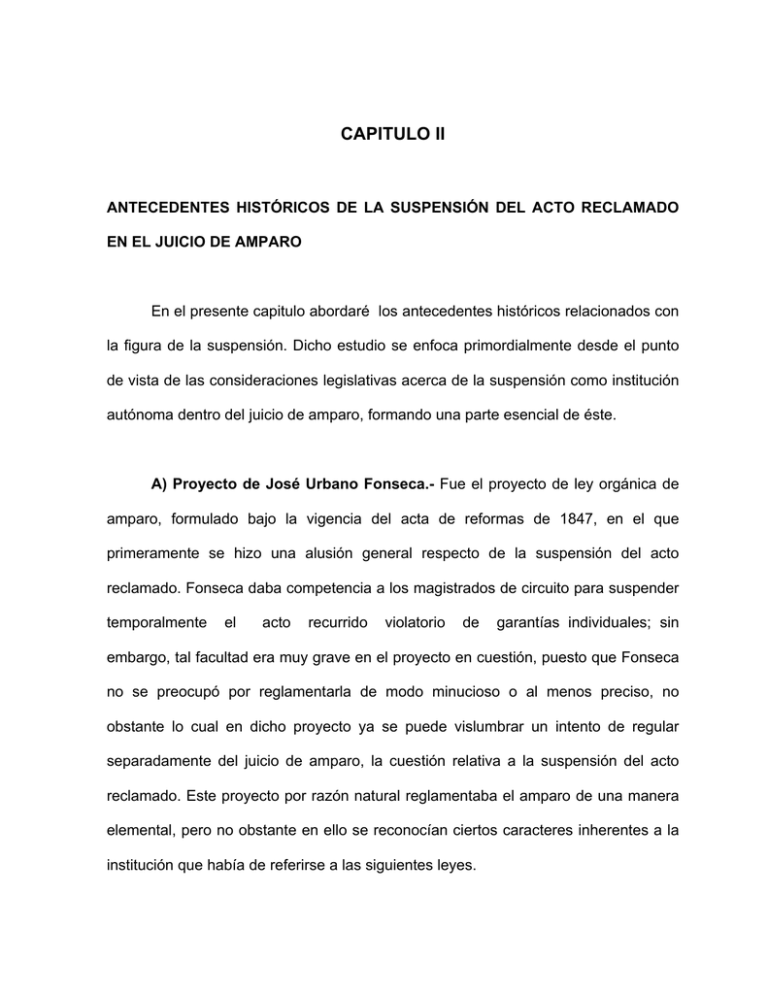 Antecedentes Historicos De La Suspensión Del Acto