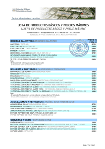 LISTA PRECIOS CAF UA - Universidad de Alicante