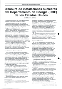 Clausura de instalaciones nucleares del Departamento de Energ&iacute;a