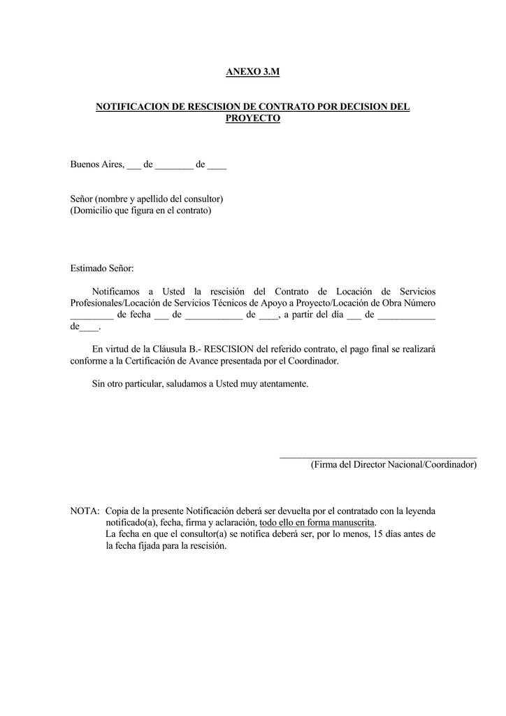Carta Recision De Contrato 5366