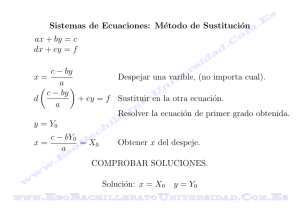 Sistemas de Ecuaciones: Método de Sustitución ax + by = c dx + ey