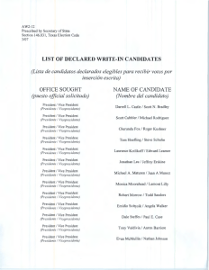 LIST OF DECLARED WRITE-IN CANDIDATES