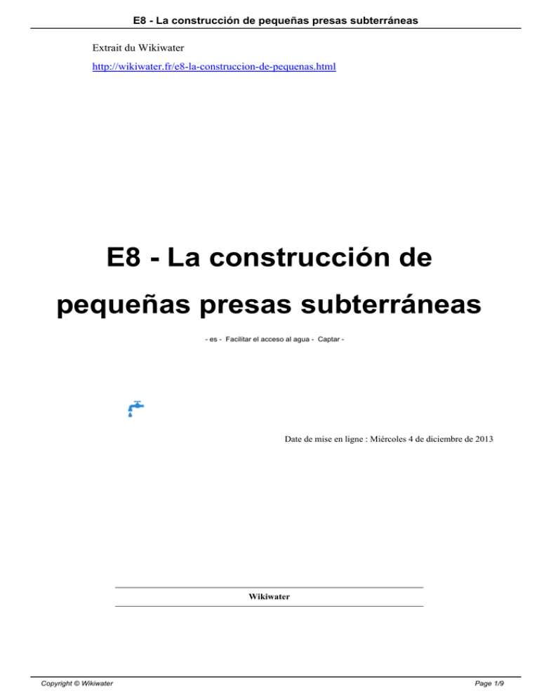 E8 La Construcci n De Peque as Presas Subterr neas