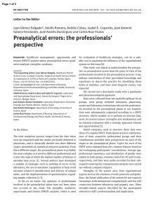 Preanalytical errors: the professionals