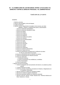 XI.1 EL NOMEN IURIS DE LOS RECURSOS: ENTRE LA FILOLOGÍA