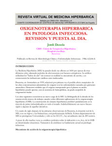 Oxigenoterapia hiperbárica en patologías infecciosas. Revisión y