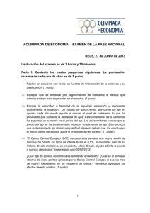 V OLIMPIADA DE ECONOMIA - EXAMEN DE LA FASE NACIONAL