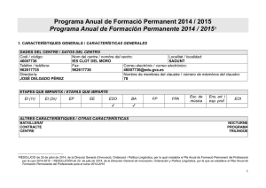 Programa Anual de Formació Permanent 2014 / 2015 Programa