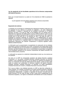 Ley de regulación de las facultades operativas del sistema financiero