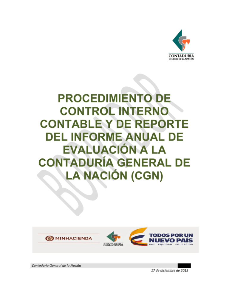 Procedimiento de control interno contable y de reporte del informe