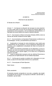(S-0485/10) PROYECTO DE DECRETO El Senado de la Nación