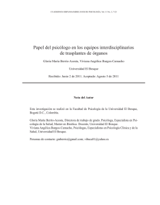 Papel del psicólogo en los equipos interdisciplinarios de trasplantes