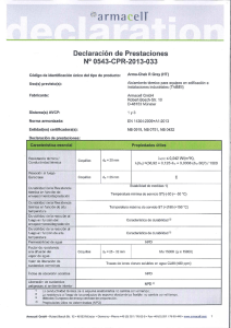 Declaración de Prestaciones Nº 0543-CPR-2013-033