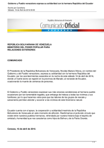 Gobierno y Pueblo venezolano expresa su solidaridad con la