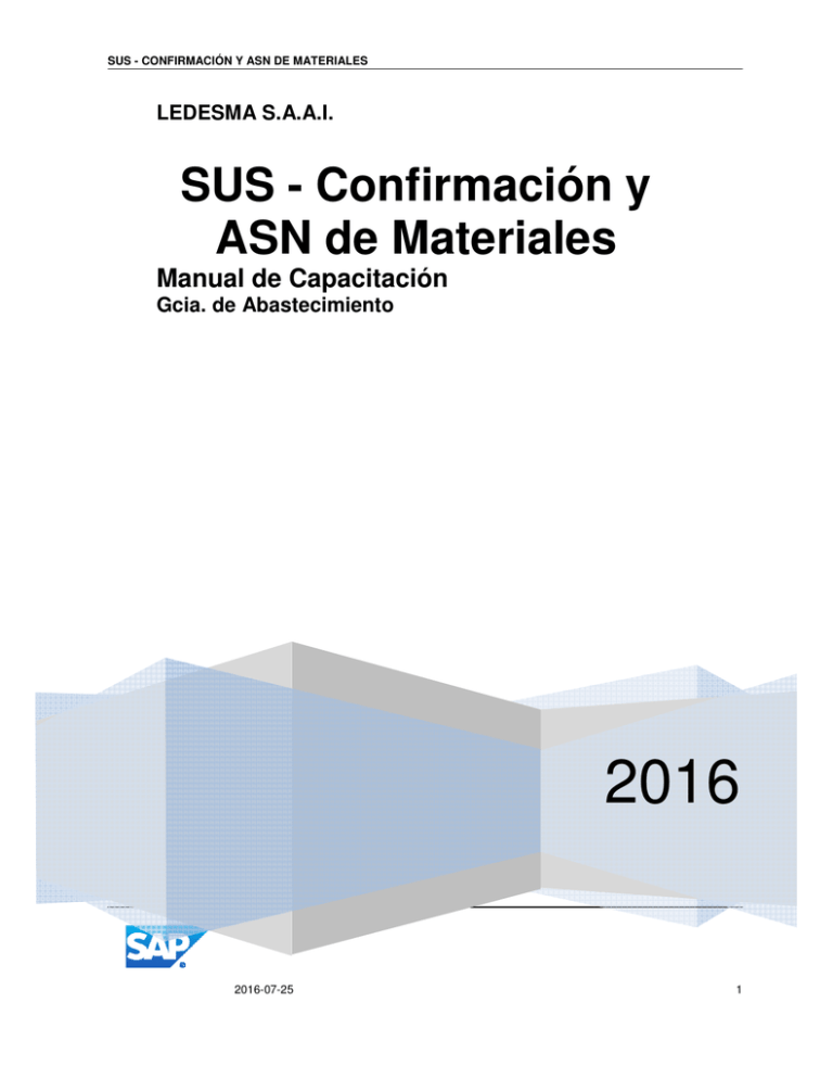 Sus Confirmación Y Asn De Materiales 5298