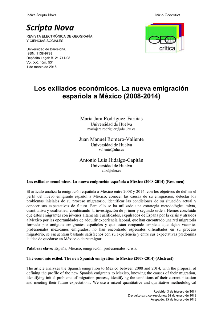 Los Exiliados Económicos. La Nueva Emigración Española A México