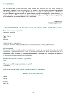 Dear participant, REGISTRATION OF THE INTERESTED BODY