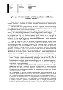 «Perché sono necessari i carismi per realizzare un`economia fraterna