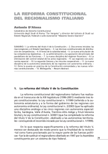 la reforma constitucional del regionalismo italiano