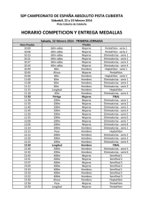 HORARIO COMPETICION Y ENTREGA MEDALLAS