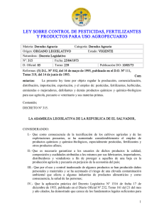 ley sobre control de pesticidas, fertilizantes y productos para uso