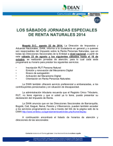 los sábados jornadas especiales de renta naturales 2014