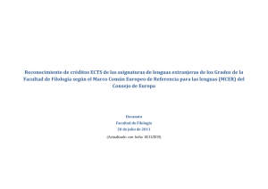 Reconocimiento de cr&eacute;ditos ECTS de las asignaturas de
