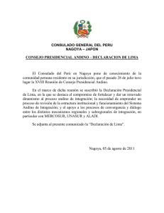 CONSEJO PRESIDENCIAL ANDINO – DECLARACION DE LIMA El