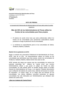 nota prensa Apaf - Asociación de Administradores de Fincas