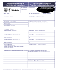 Emergency Information Form for Children with Special Needs