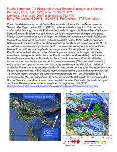 Fuerte Terremoto 7.3 Región de Nueva Bretaña Papúa Nueva